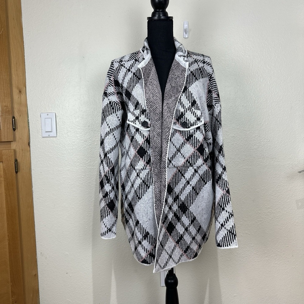 SEVEN MANOR Tartan Plaid Open Front Cardigan Sweater Coat 3X